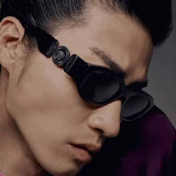 Versace Men Sunglasses Black Grey Rectangle VE4361 Medusa Biggie 536087 NEW